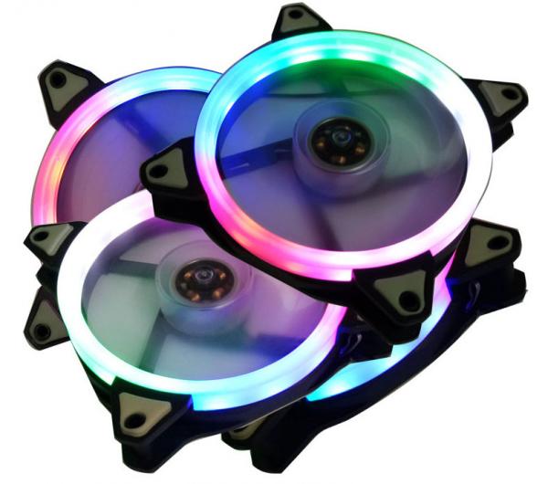 2X 120mm 15 LEDs Bunte Gehäuse-Lüfter/Fan transparent 12cm multi-color