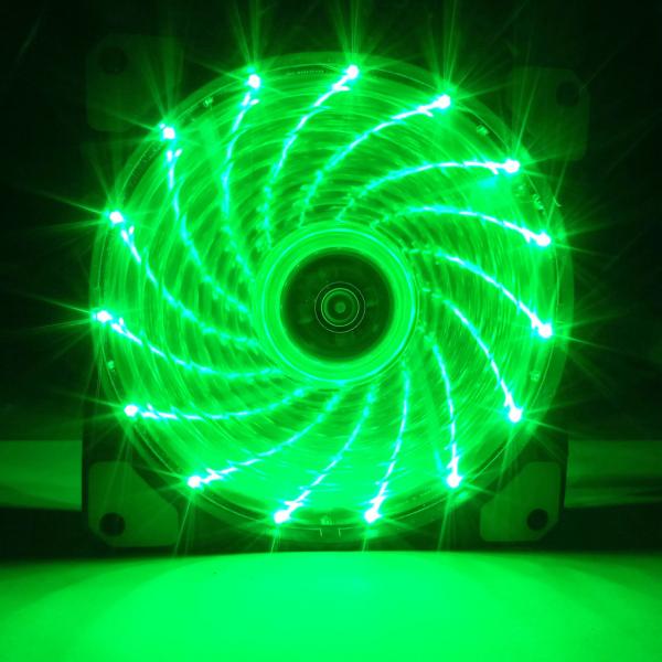 1 X 120mm LED Gehäuse-Lüfter / Fan transparent 12cm ----Grün